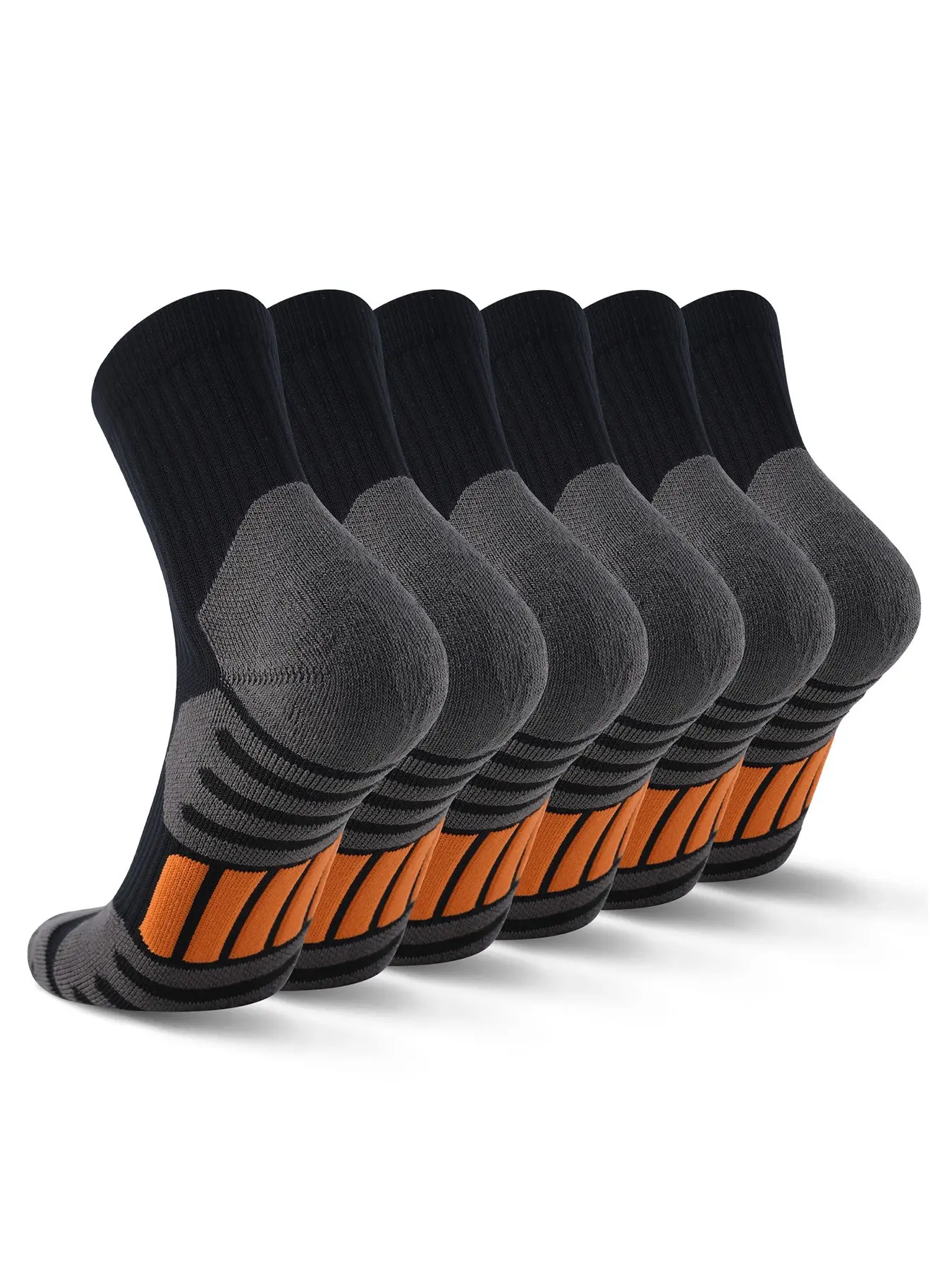 6 Pairs of Men's Athletic Quarter Socks with Arch Support, Moisture Wicking Management, Multi-Zone Cushioning and Dynamic Fit, Ideal for Running, Hiking and Daily Wear，Warmth providing, All-Day Comfort