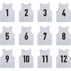 12 Pack (1-12) Numbered Pinnies Scrimmage Vest Team Practice Jerseys for Basketball Soccer Football