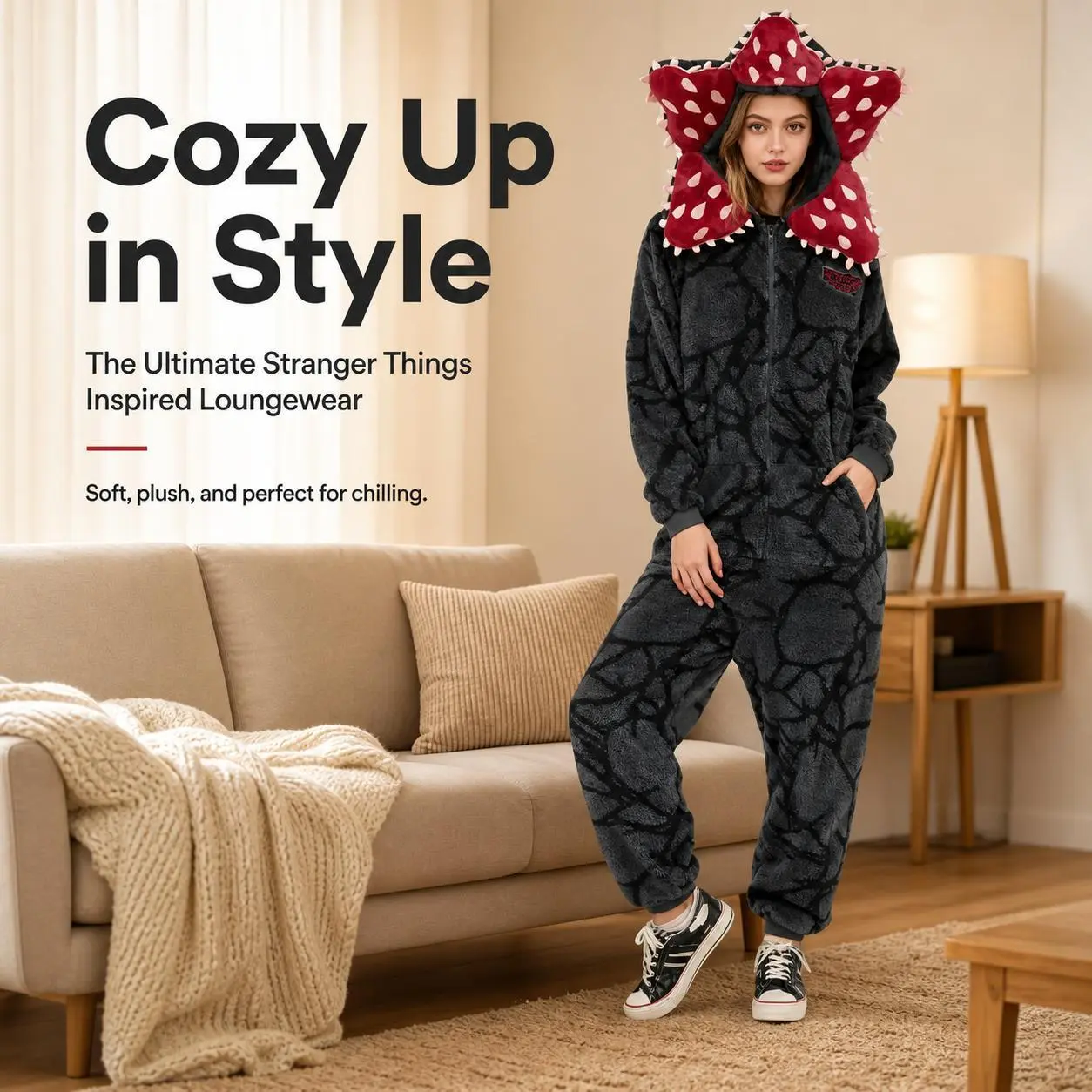 Cute  monster  pajamas Stranger Things Demogorgon Fleece Onesie Halloween Cosplay Pajamas
