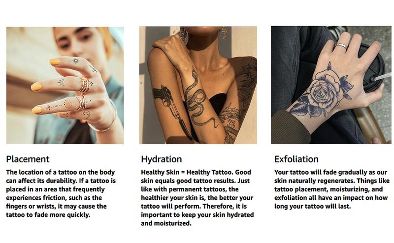 INKARTLINK Tattoo Tech, 2 Sheets Large Semi Permanent Tattoo, Adult Art Design Temporary Tattoos, Lasts 1-2 Weeks, Waterproof, Realistic Look, No Adhesive, No Reflection (Pure Lotus Design)