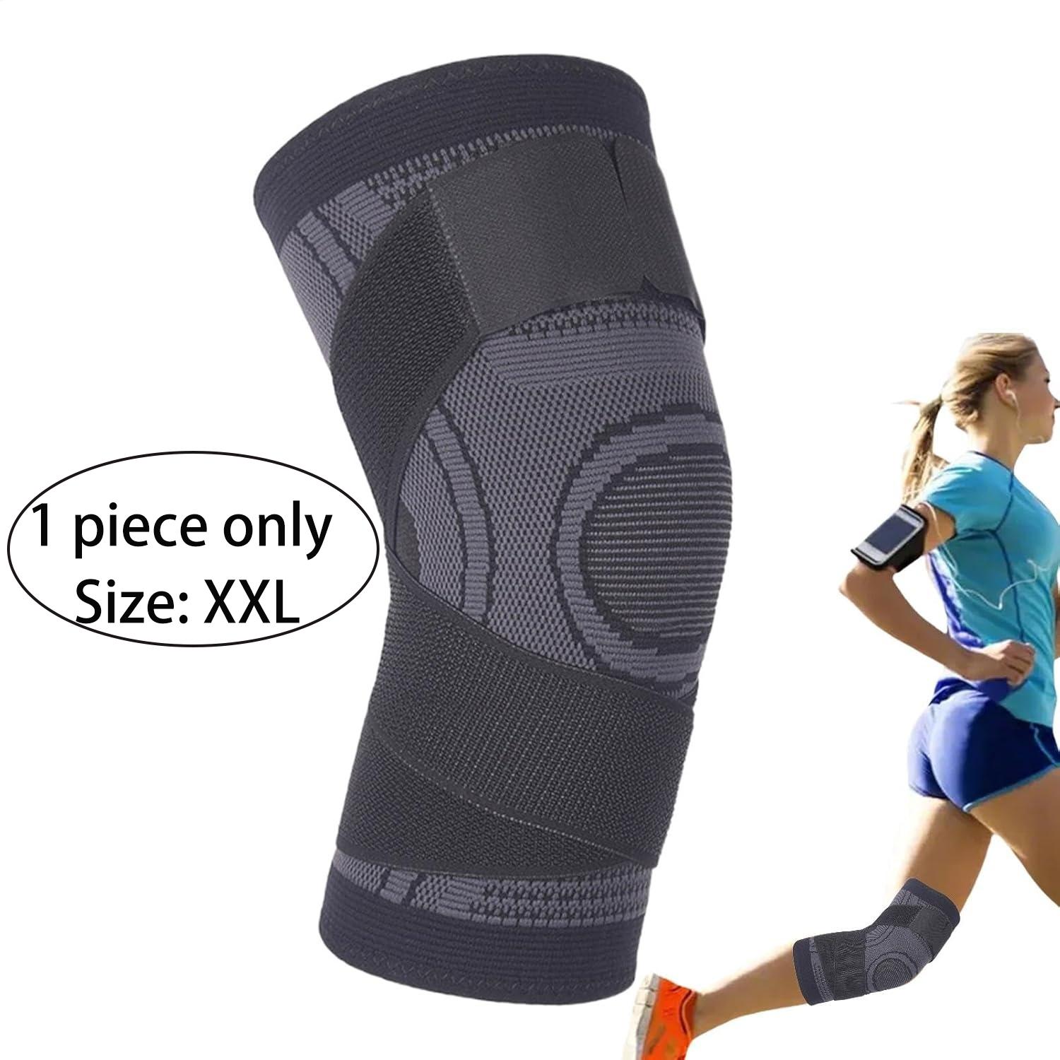 Knee Brace for Men & Women, Compression Sleeve with Adjustable Straps, High-Elastic Fabric Knee Pad for Daily Workouts & Sports Activities Knee Saver