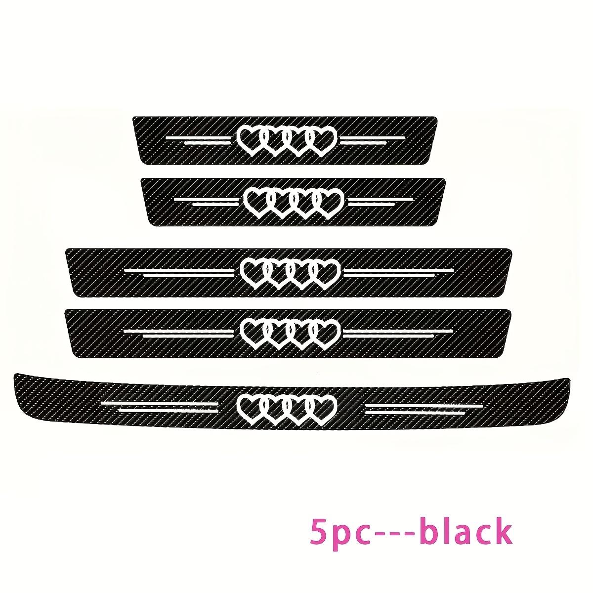5-Pack Heart Carbon Fiber Car Threshold Guards, Scratch-Resistant Decorative Trim, Perfect Fit for Vehicle Protection