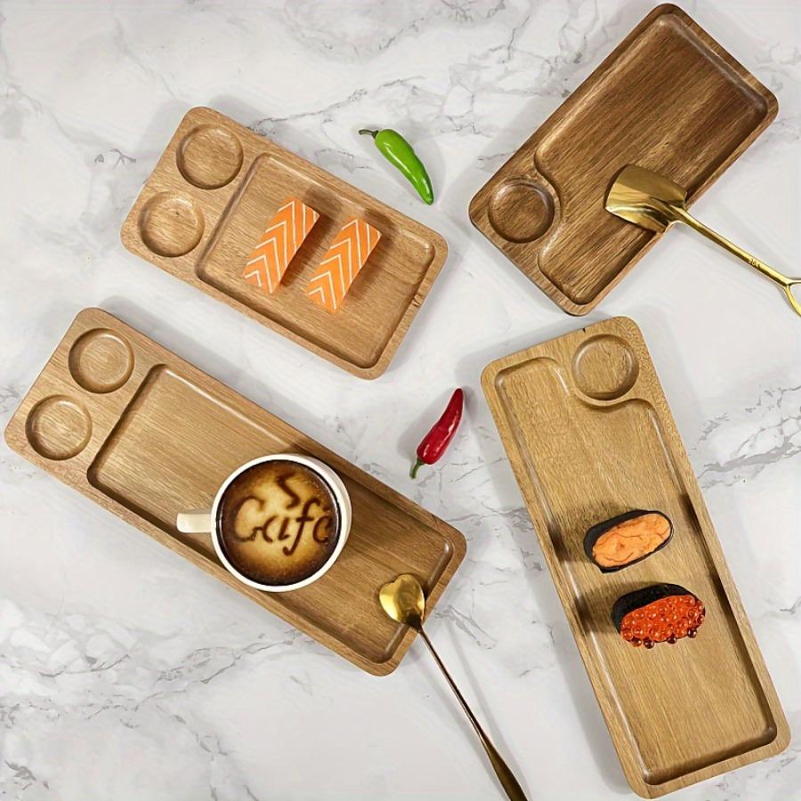 1pc Handmade Wooden Fruit Tray, Natural Wood Plate for Contact, Rectangular Dessert or Breakfast Sushi Plate, Creative Tableware for Kitchen, Decorative Holiday Kitchen Gadget, All-Season Kitchen Supplies