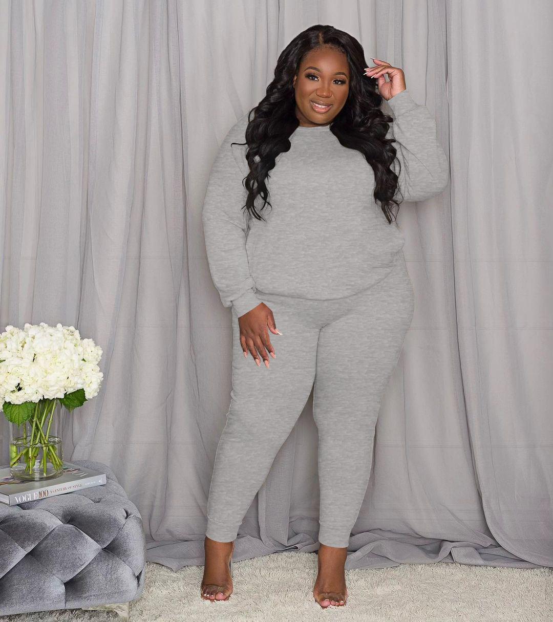 Plus Size Two Piece Outfits For Women Casual Round Neck Jogging Sets Long Sleeve Tracksuit With Pockets(2 sets for fs) Jogger Shorts Clothing vacation sets Plus Size Two Piece Outfits For Women Casual Round Neck Jogging Sets Long Sleeve Tracksuit With Pockets(2 sets for fs) Jogger Shorts Clothing vacation sets