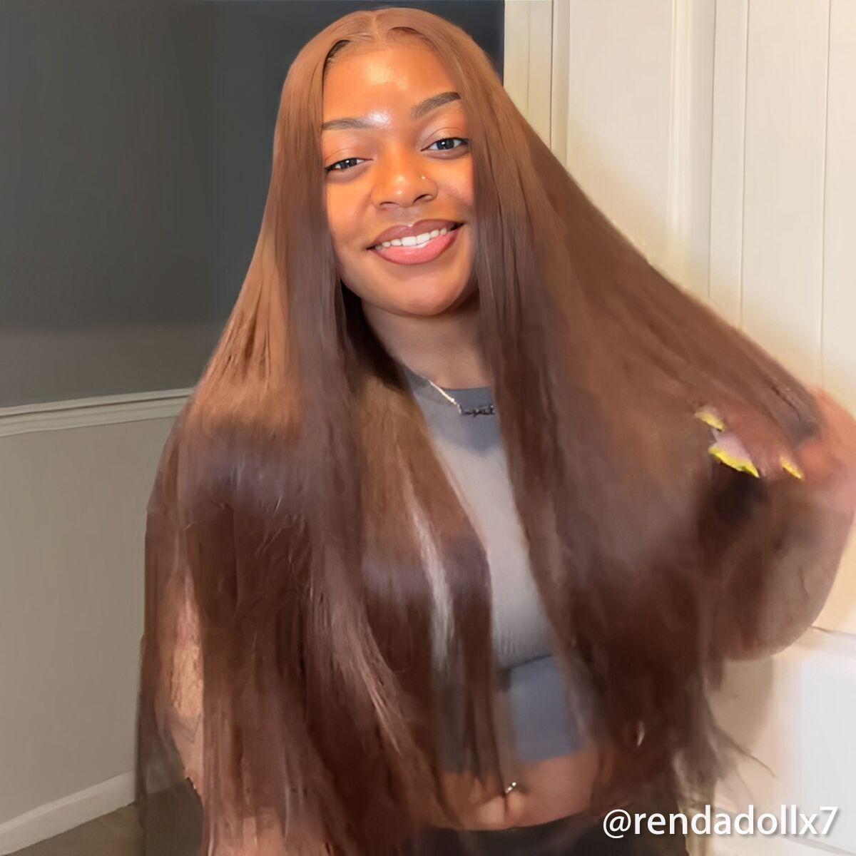 Mscoco 6x5 Dark Brown Human Hair Wig Wear And Go Body Wave & Straight Glueless Lace Wig Upgraded Pre Bleached Knots HD Lace Closure Wig