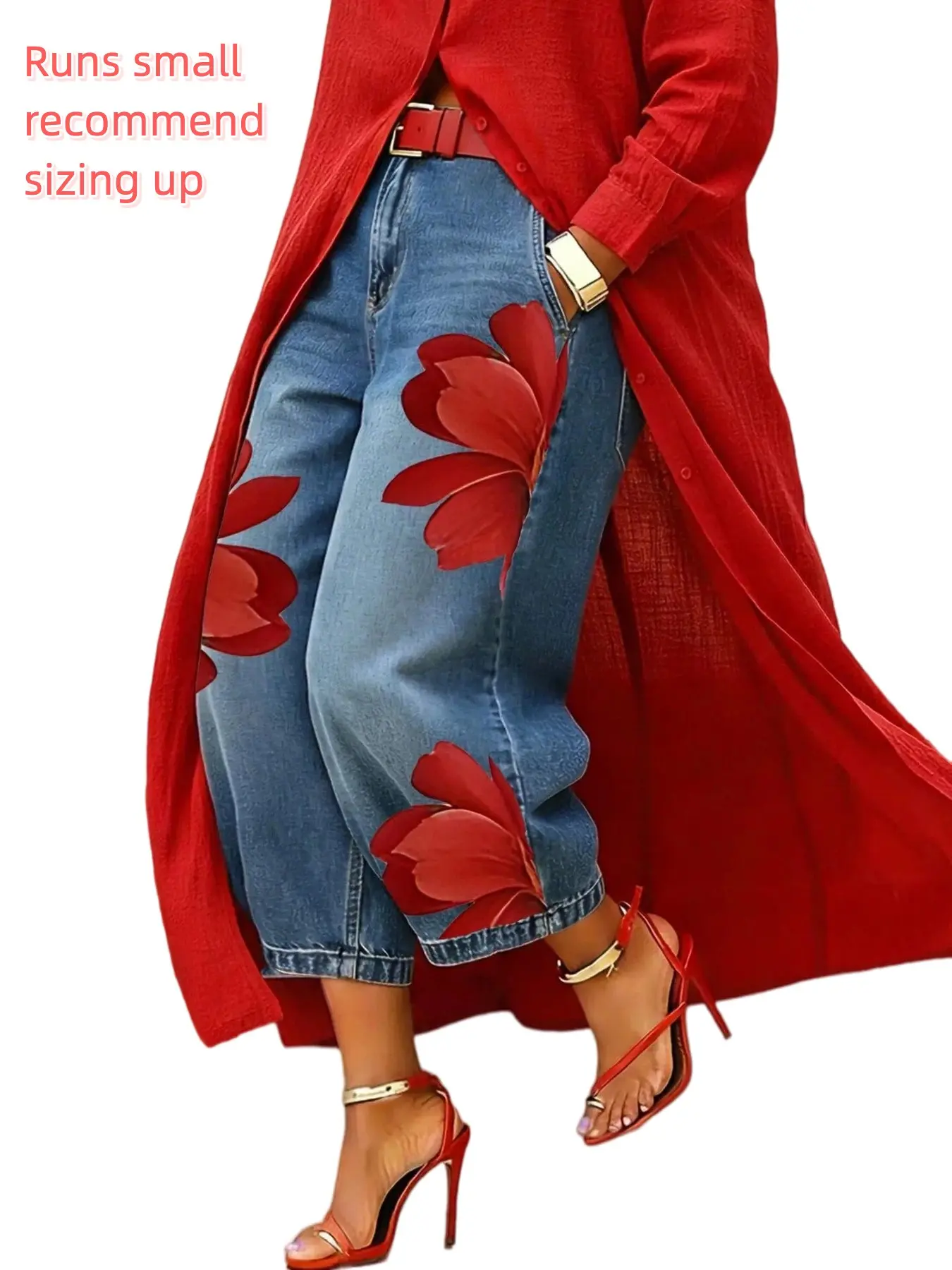 Women's Floral Print Wide-Leg Trousers, High-Waist Relaxed Fit, Fall Fashion 2026, Not Faux!, Comfortable & Stylish Bottoms