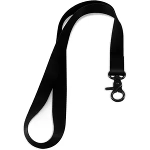 Durable Long Key Lanyard ID Badge Lanyard for Women Men, Cute Cool Lanyard Strap for Car Keys Card Holder Whistle Keychain Wallet (Pure Black)