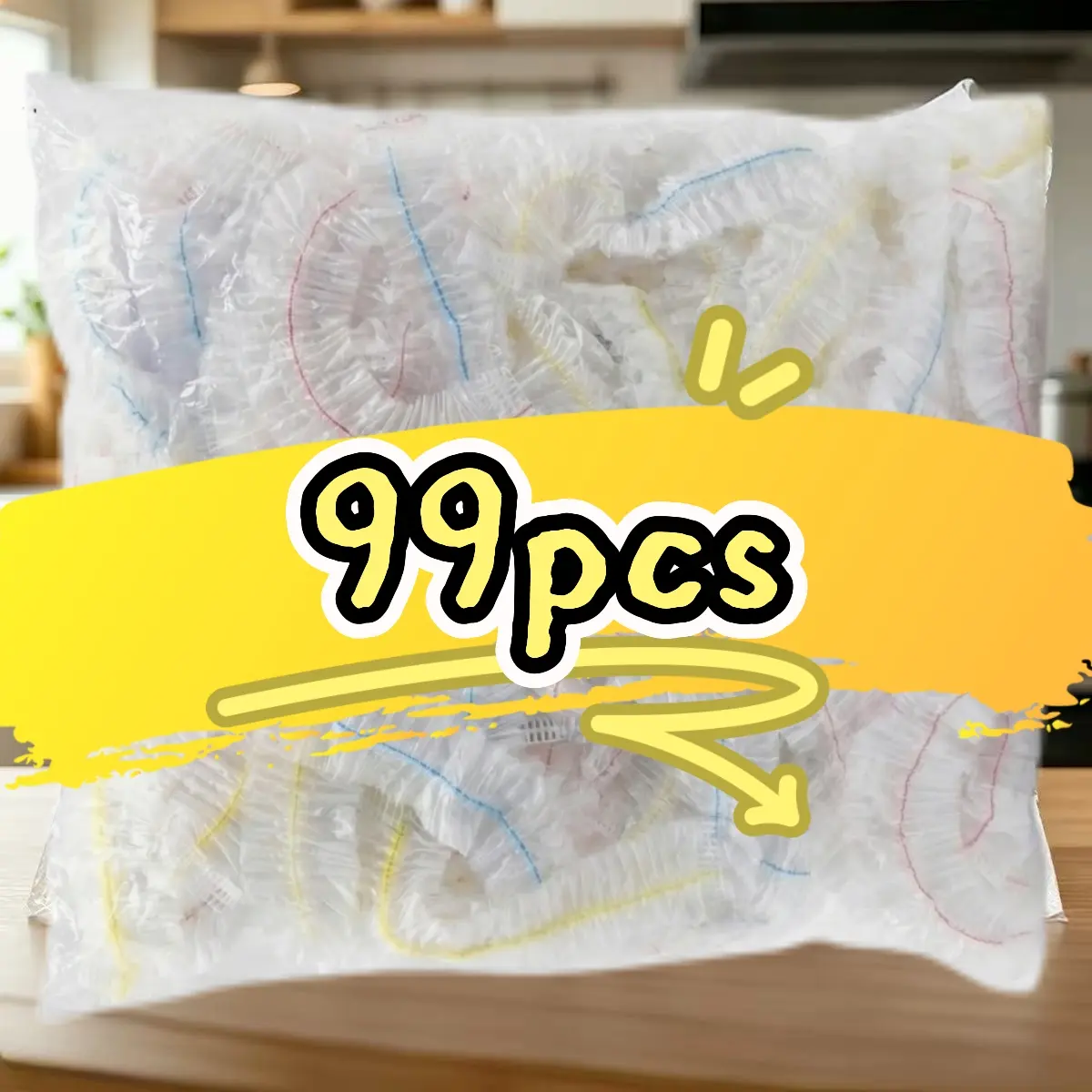 99/350/500 Disposable Food-Grade Cling Wrap and Multi-Function Food Cover Sets, Elastic and Durable Covers for Leftover Storage, Refrigerator and Table Dustproof, Large Capacity, Easy-To-Use No-Tear Film for Home Kitchen