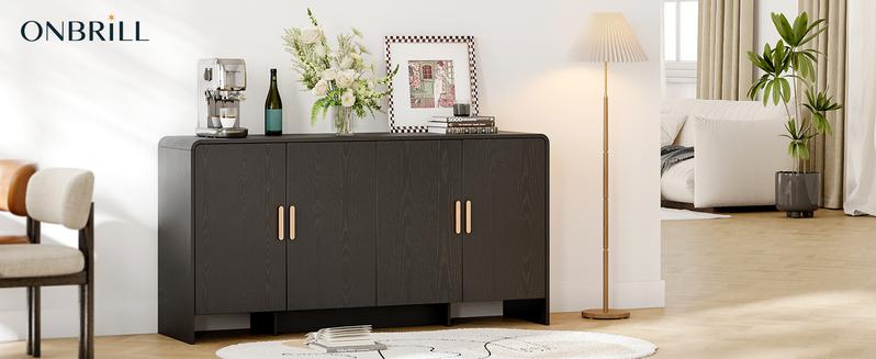 【Valentine's Day gift】ONBRILL 48 Inches Buffet Cabinet with Storage, Farmhouse Sideboard Buffet w/2 Drawers and 3 Doors, Wood Coffee Bar Cabinet with Adjustable Shelves, Sideboard Storage for Kitchen, Living Room 【Valentine's Day gift】ONBRILL 48 Inches Buffet Cabinet with Storage, Farmhouse Sideboard Buffet w/2 Drawers and 3 Doors, Wood Coffee Bar Cabinet with Adjustable Shelves, Sideboard Storage for Kitchen, Living Room