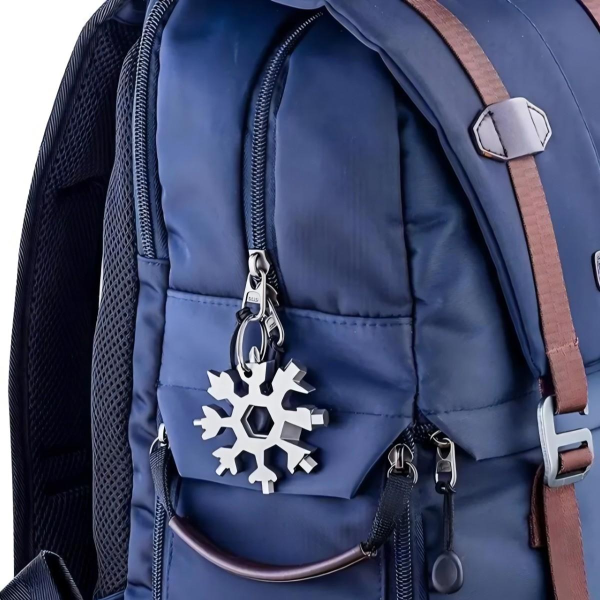 1 Pcs 18-In-1 Multi-Tool Snowflake Design, Stainless Steel Portable Wrench, Screwdriver & Bottle Opener, Essential Survival Tool for Outdoor Adventures