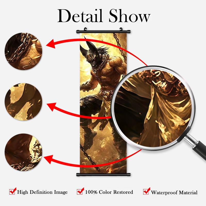 Vintage Egyptian Anubis Art Poster, 4-Piece Hanging Banners, Modern Home Decor, Waterproof Print, Living Room Wall Art, Bedroom Mural