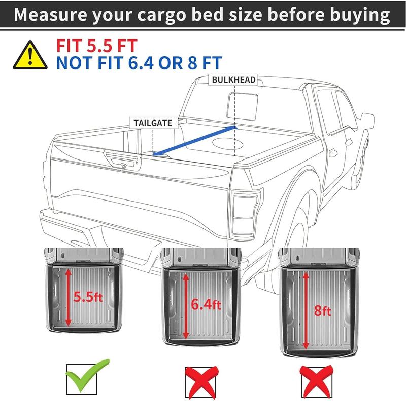 oEdRo Soft Quad Fold Tonneau Cover Four Fold Truck Bed Covers Compatible with 2009-2025 Dodge Ram 1500 (Inclu. Classic & New) 5.6' Bed Without Ram Box