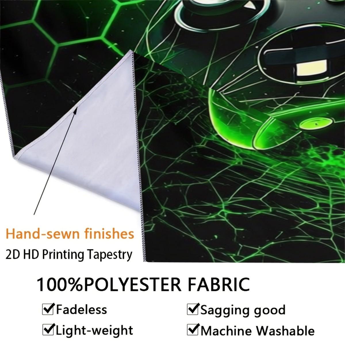 Green Honeycomb Gaming Controller Kids' Tapestry, Video Game Controller Gamer Tapestry, Boys' and Men's Room Decor, Geometric Honeycomb Hexagon Tapestry, Stylish Home Wall Decor