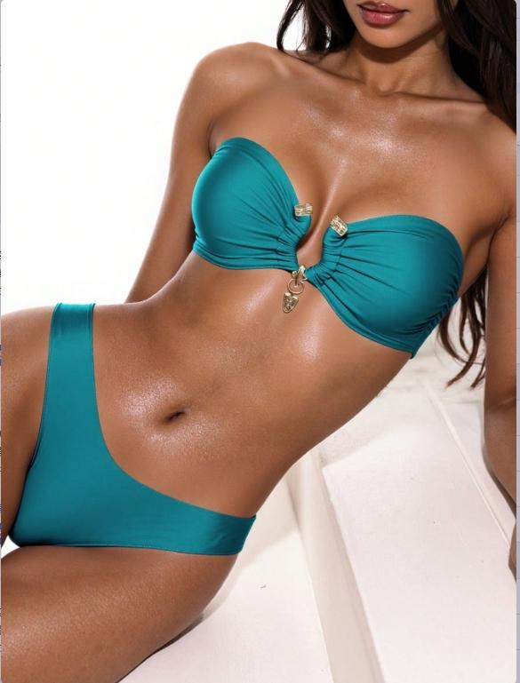 Women's Sleeveless Push-Up Bikini Set, High-Cut Short Swimwear, All-Season Beach Vacation, Sexy Slimming Design