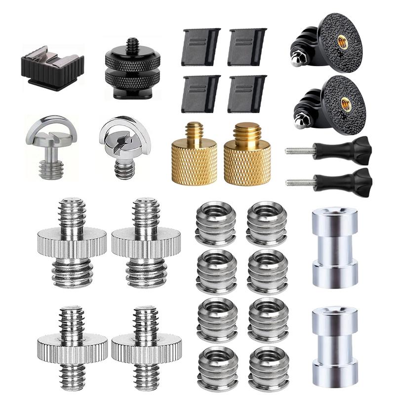 20/28/34 pcs Metal Screw Adapter Set for Cameras, Tripods & Monopods - 1/4" to 3/8" Converters, Variety of Sizes & Shapes, Ideal for Photography Enthusiasts, Camera Adapter