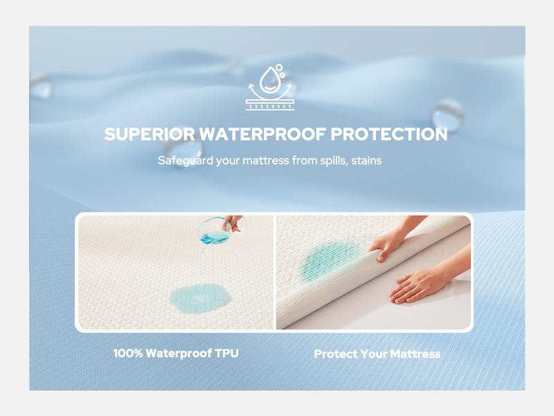 【BEDLORE】4-Grid Pattern Waterproof Fitted Sheet, Soft & Breathable Non-Slip Bed Sheet with Deep Pockets, Ideal for Bedroom & Home Use