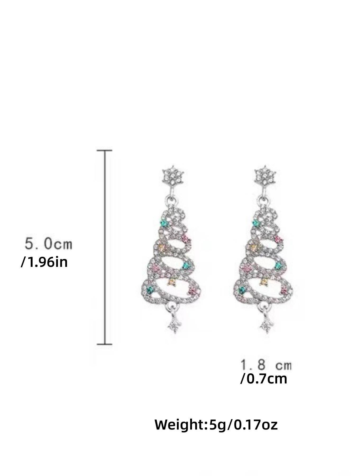 Women's Colorful Zirconia Christmas Tree Dangle Earrings, Festive Jewelry Accessories for Women Celebrating Holiday Season