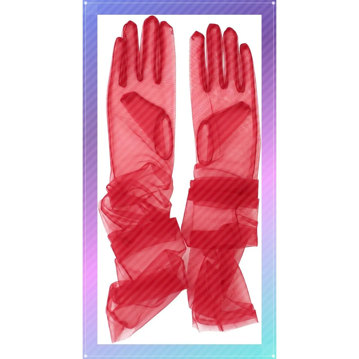 Women's Wedding Bridal Mesh Tulle Gloves Long Opera Costume Party Gloves 27" Elbow Length Sheer GlovesGift