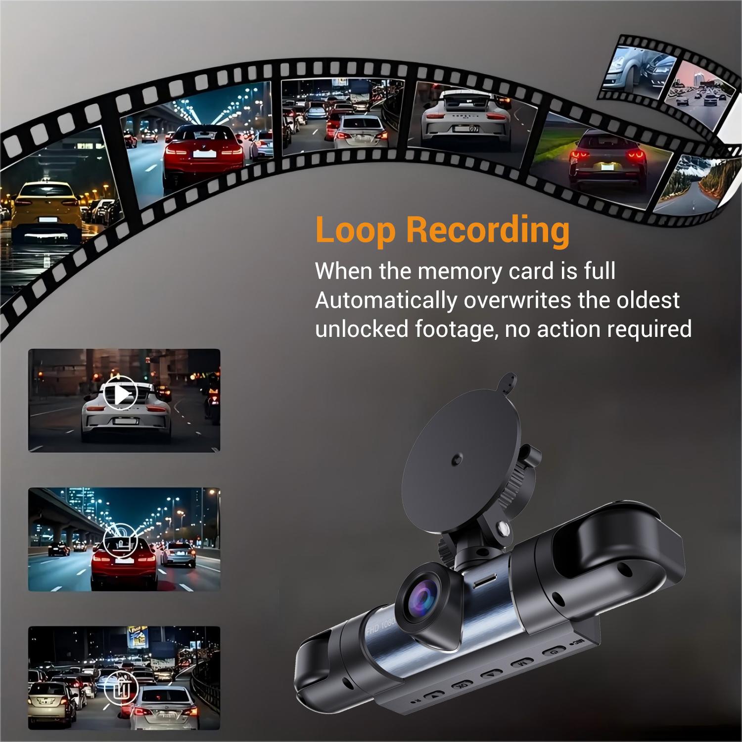 1080P Dash Cam with 3.16 Inch IPS Screen,  4-Lens Front, Rear, Left and Right, Wide Angle Traffic recorder with Loop Recording, G Sensor, Parking monitoring , Motion Detection for Universal Car Camera, HD Driving Recorder, Car Dashcam