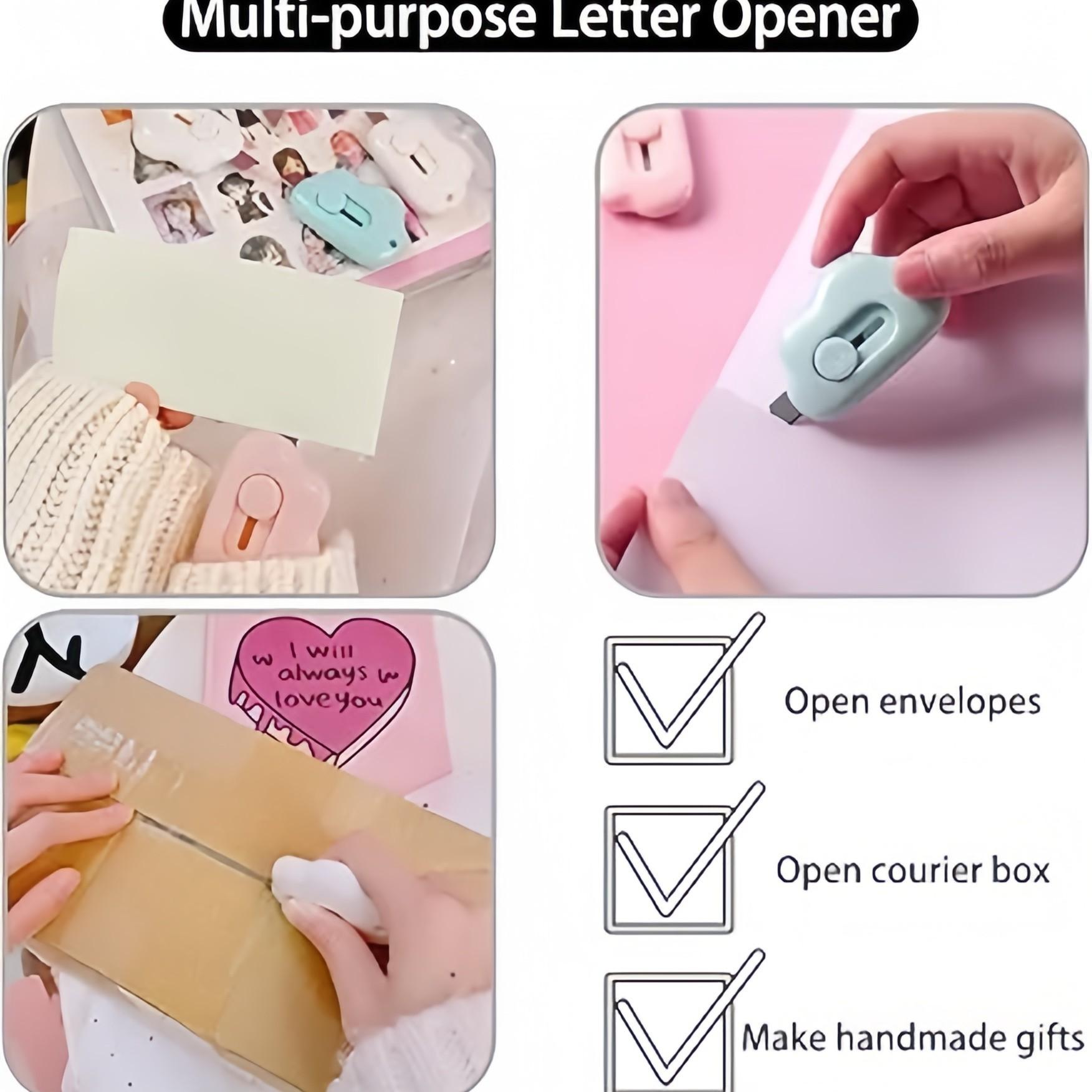 3-Pack Cloud Box Cutters, Retractable Mini Letter Openers for Keychains, Pockets & Packages, Cute Envelope Slitters for Mail & Daily Use