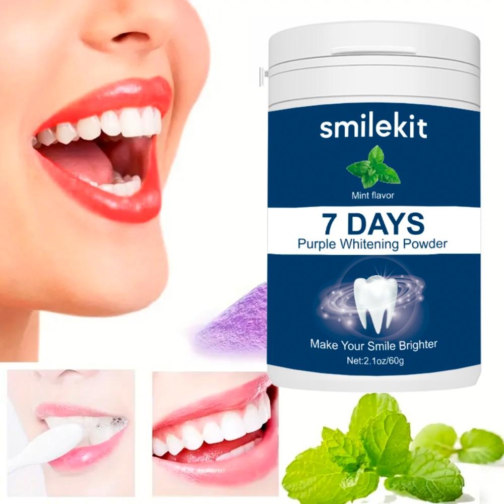 1-PACK Purple Whitening Tooth Powder, Deep Cleaning Oral Freshness, Teeth Whitening, Teeth Brightener, Portable Home Travel Use, 60g, 7 Days Whitening