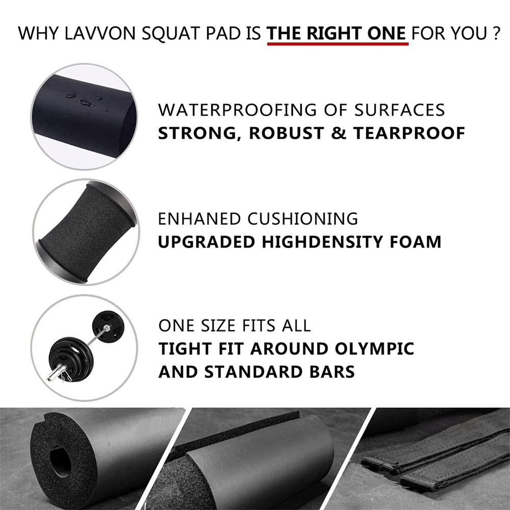 Squat Pad - Foam Barbell Pad for Squats Cushion, Lunges & Bar Padding for Hip Thrusts - Standard Olympic Weight Bar Pad - Provides Cushion to Neck and Shoulders While Training Workout Equipment Exercise Equipment