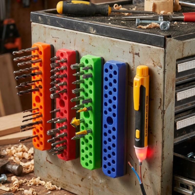 Magnetic Drill Bit Holder Stand, Hexagonal Bit Storage Box, Fits 1/4 Inch Screwdriver Bits, Magnetic Base Tool Organizer Rack