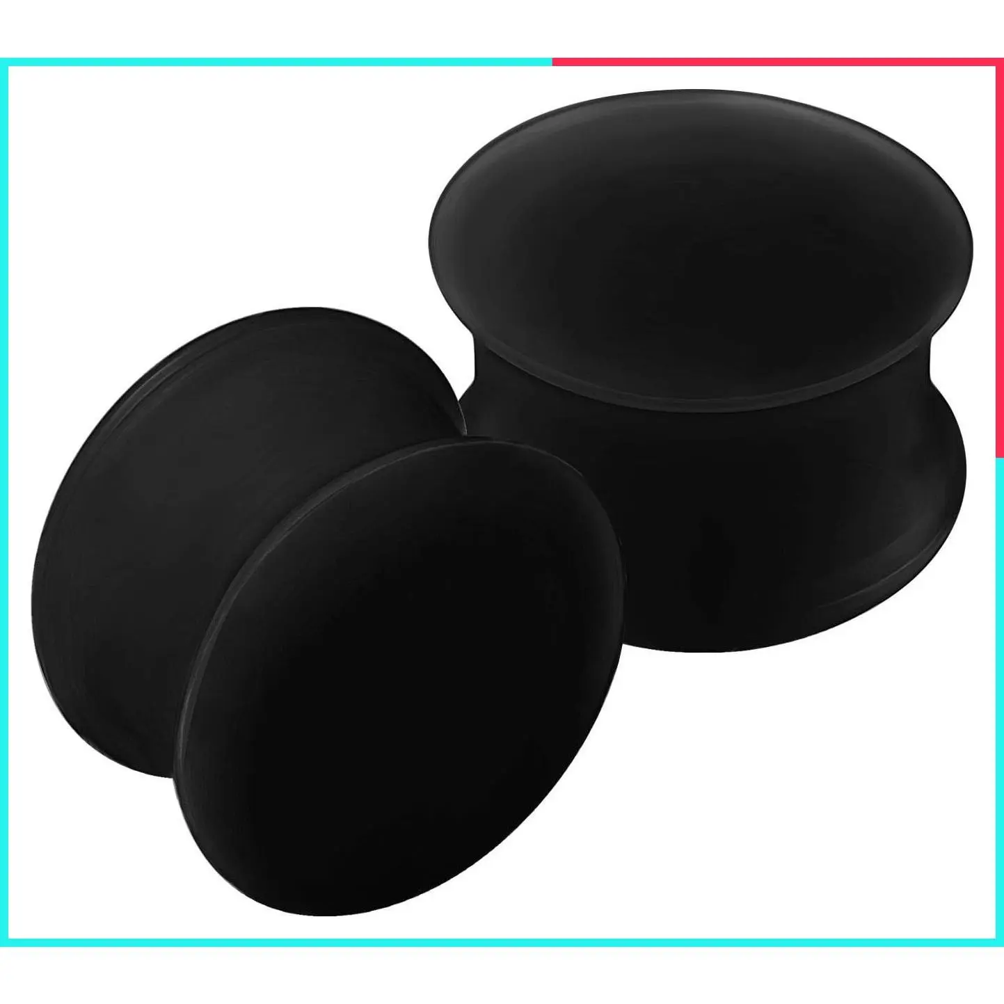 2PCS Black Silicone Double Flared Saddle Ear Gauges 5/8 Inch (16mm) Ear Stretchers Lobe Piercing Jewelry 2671