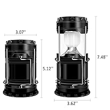 4-Pack Solar Camping Lantern, Collapsible LED Solar USB Rechargeable Lantern Flashlight Emergency Hanging Lights for Camping Hurricanes Power Outages Indoor Outdoor