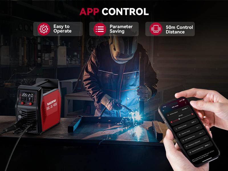 ARCCAPTAIN iControl MIG205 Pro MIG Welder 205A 110V 220V Gas MIG/Gasless Flux MIG/MMA Stick/Lift TIG/Spot Welding/Spool Gun Aluminum 6 in 1 Professional Welder Machine, APP Control Multi-process Welding Machine Tool Electric ARCCAPTAIN iControl MIG205 Pro MIG Welder 205A 110V 220V Gas MIG/Gasless Flux MIG/MMA Stick/Lift TIG/Spot Welding/Spool Gun Aluminum 6 in 1 Professional Welder Machine, APP Control Multi-process Welding Machine Tool Electric
