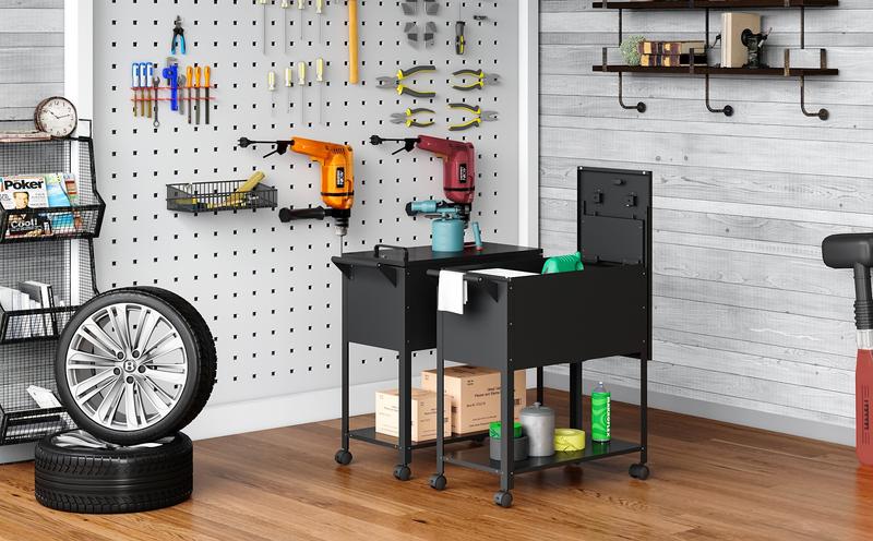 Yizosh Metal Rolling File Storage Cart with Wheels, Mobile File Cabinet with Lock, Filing Cabinet Organizer for Legal/A4 (Black) Sliding Drawers