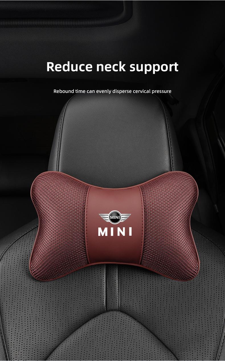 1Pcs Car Seat Headrest Ice Silk Neck Pillow Support Soft Pad For MINI One Cooper JCW Countryman Clubman Cabrio Paceman Coupe Roadster Clubvan