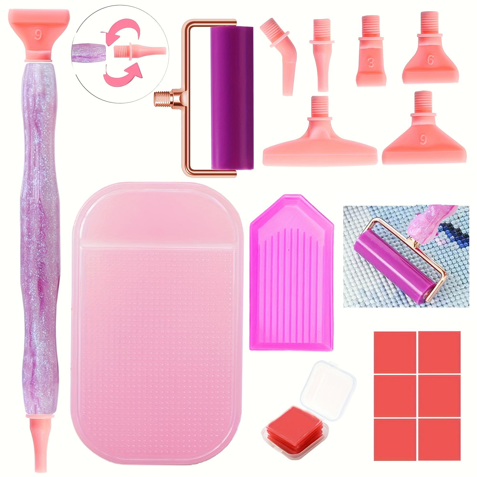 Multifunctional DIY Diamond Tool Set, Diamond Art Tools, Deep Color Sand Texture Drill Pen Kit, Plastic Screw Head & Roller Pad Included