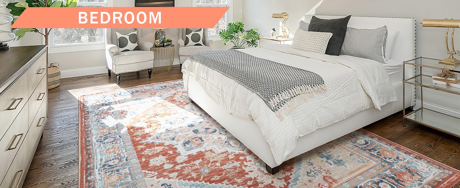 BESTSWEETIE Machine Washable Area Rugs for Living Room Floor Carpet Doormat Vintage Runner Rug for Bedroom Indoor Dinning Room Nursery Large Area Rug Outdoorfun