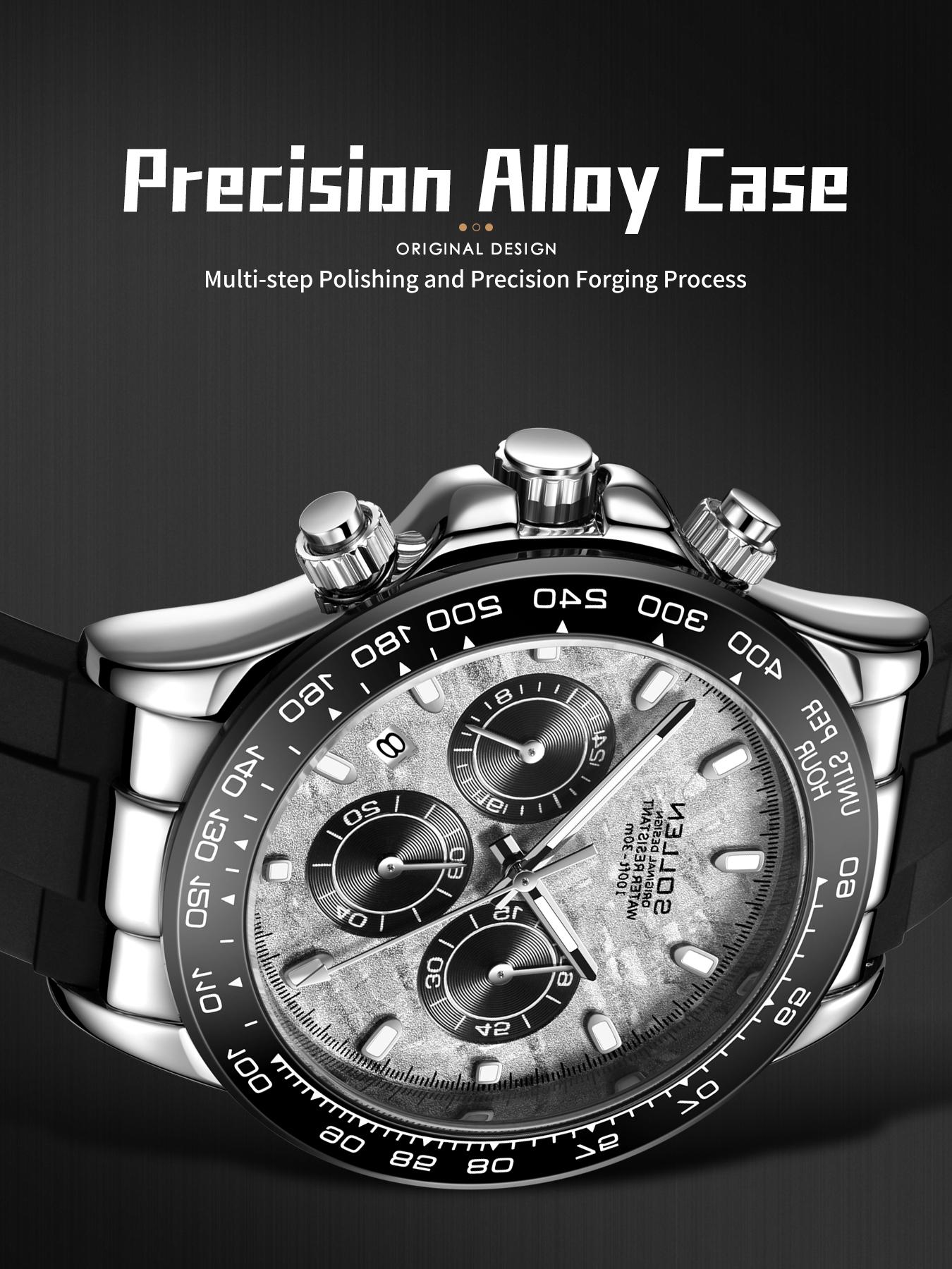 [0407] Luxury Men's Multifunction Quartz Watch – Large Dial Day/Date Display, 24-Hour Chronograph, Water-Resistant Silicone Strap, Modern Sport Design | Premium Gift for Boyfriend, Husband, Christmas, Valentine’s Day, Father’s Day & Anniversaries – 713