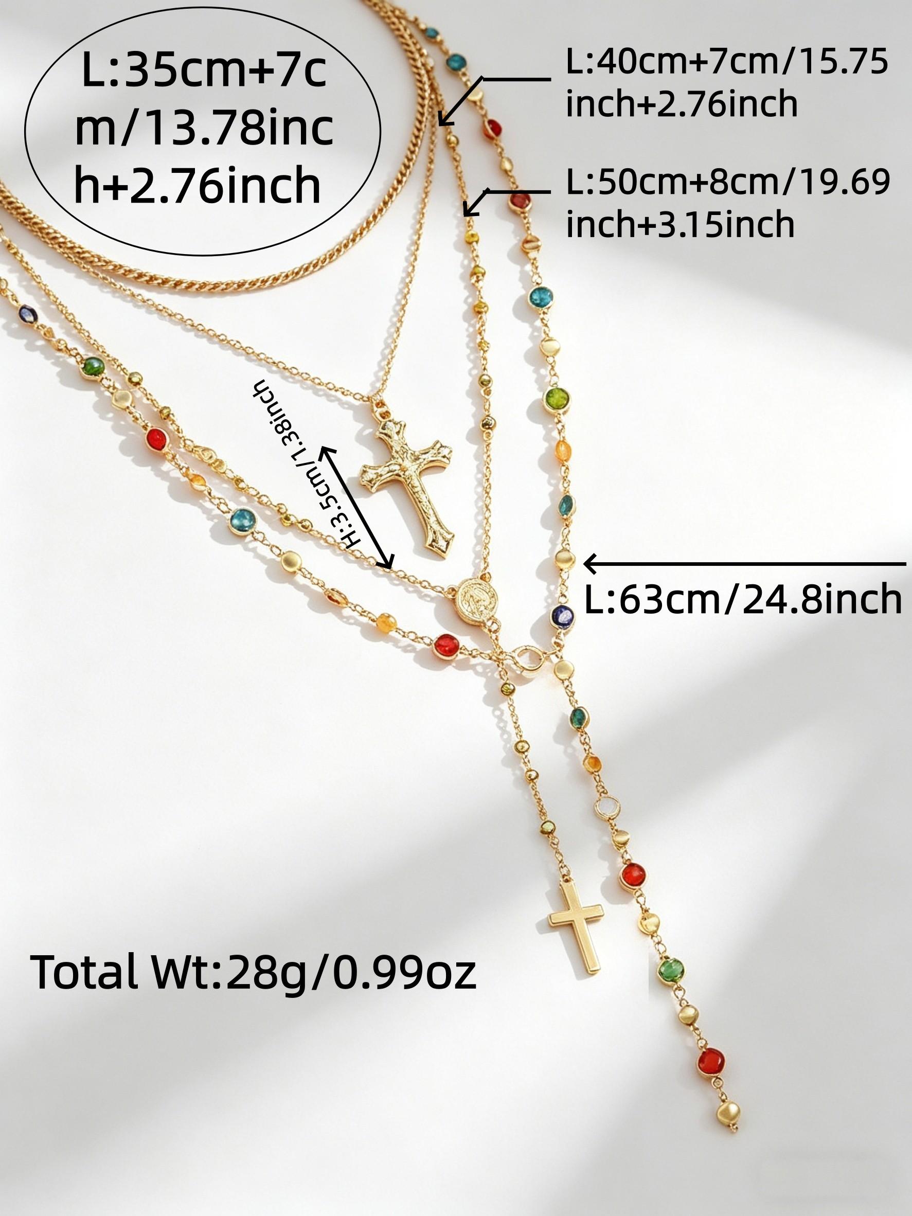 4 Piece Layered Cross Necklace Set, Y2K Gothic Punk Jewelry, Graduation Gift, Music Festival Accessory, Everyday Wear