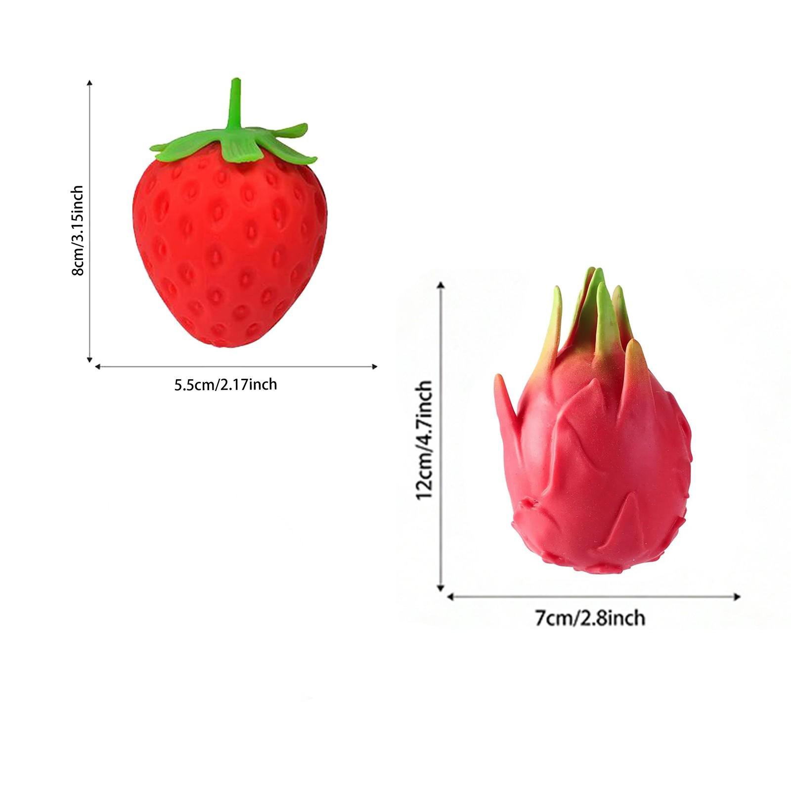 2PCS Cute Strawberry Squeeze Toys, Dragon Fruit Squishy, Strawberry Squishy, Rebounding Sensory, Upgrade Fruit Squishies, Realistic Strawberry Stress Ball, Stress Relief for Office Workers、Anxiety Relief、Focus Improvement、Desktop Decoration