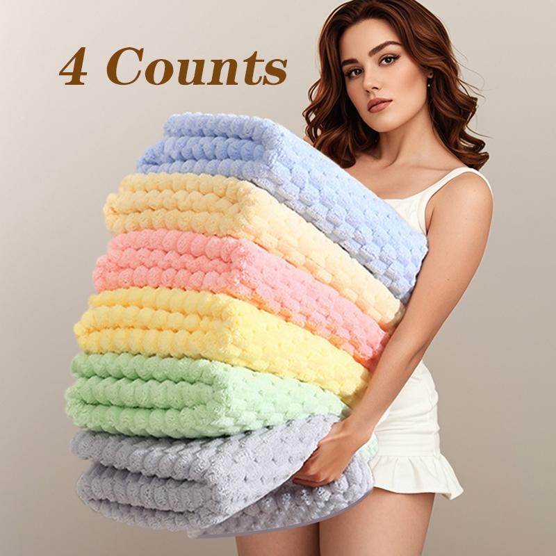 Soft Microfiber Bath Towel Set, 4 Counts/set Colorful Water Absorbent Towel, Suitable for Beaches, Bathrooms, Camping, Spas, Fast Drying, Suitable for Gym, Travel and Daily Comfort, Premium Bath Towels