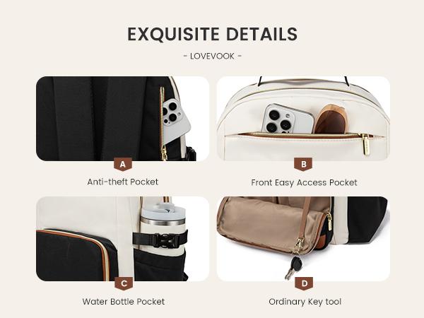 LOVEVOOK Laptop Backpack for Women with Pouch Pocket for Large Capacity Cup, 15.6-18 Inch Laptop Computer Bag Travel Backpack Purse, Waterproof Work Business Backpack College Teacher Bags.