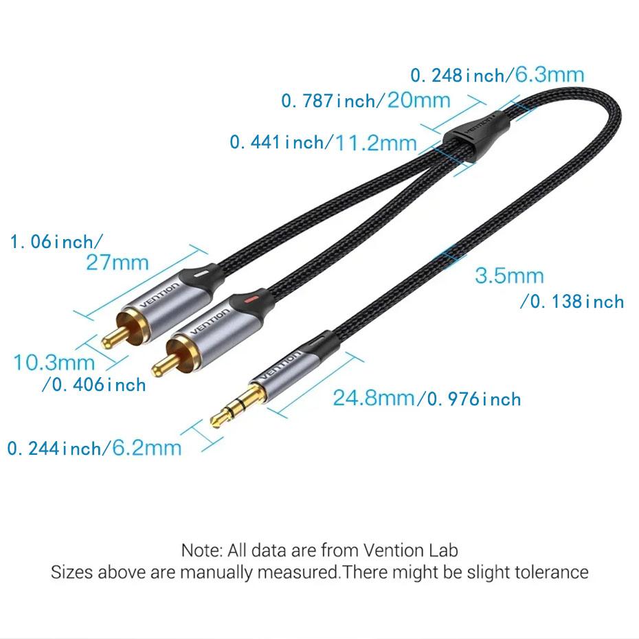 Vention RCA Cable 3.5mm to 2RCA Splitter Jack Audio Cable for Smartphone Amplifier Home Theater 3.5 AUX RCA TV Box Adaptador 0.5m 1m 1.5m 2m 3m 5m