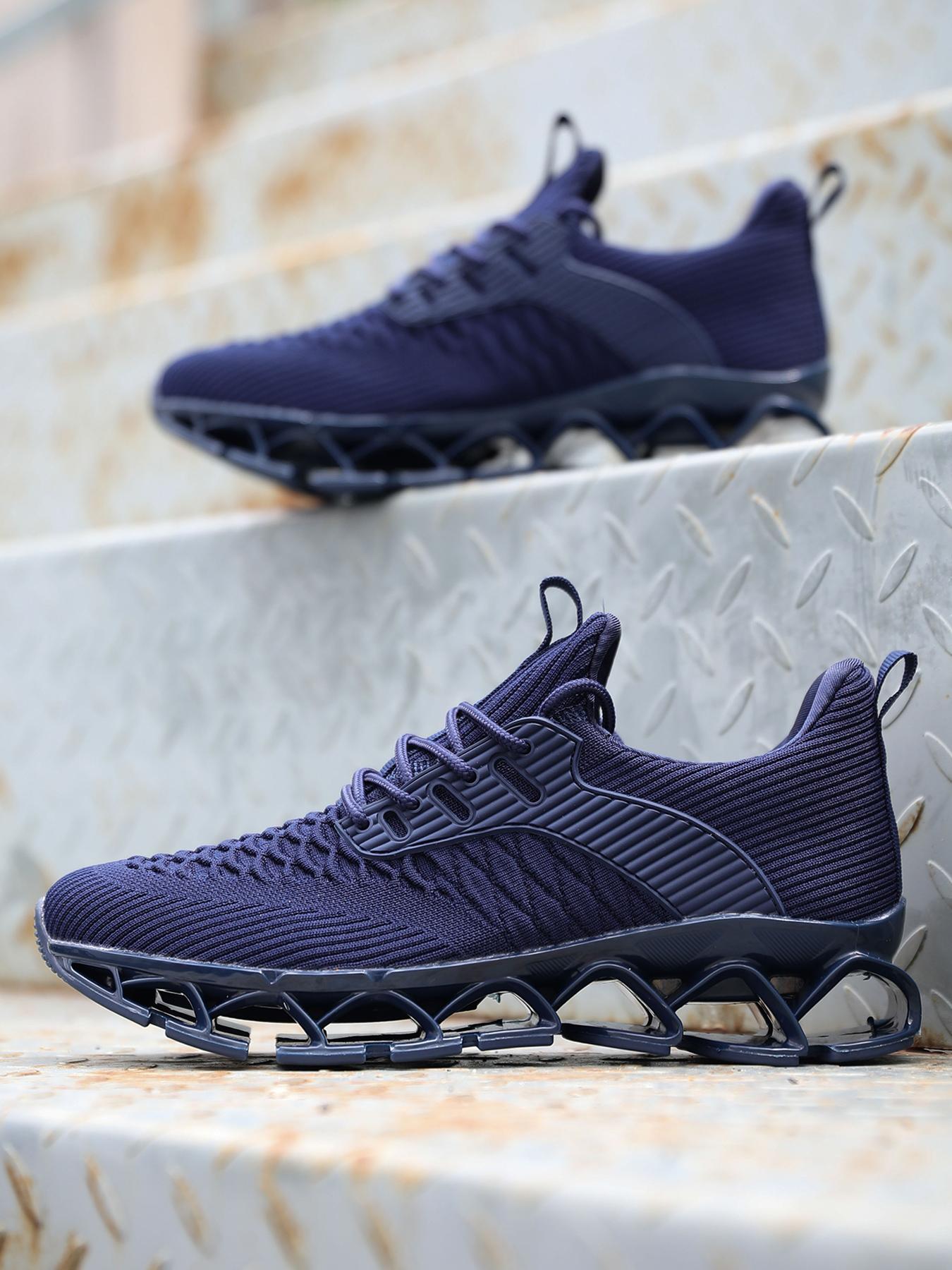 ?Men\'s Dark Blue Mesh Pull on Comfortable Lace Up Breathable Fashion Shoes Bruno Marc Men main image 4