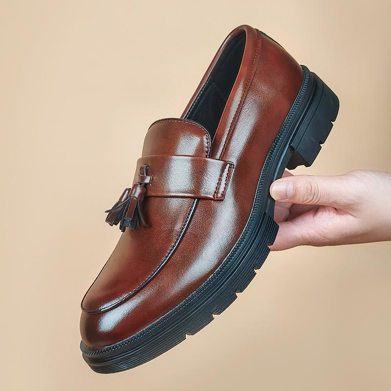 Men's Tassel Slip-On Loafers Comfort Wide Round Toe Non Slip Lug Sole Slip On Dress Shoes Business Office Casual Shoes Footwear Flat Flatform Formal Boy Slipon campingessentials,shoes for back to school,back to school shoes