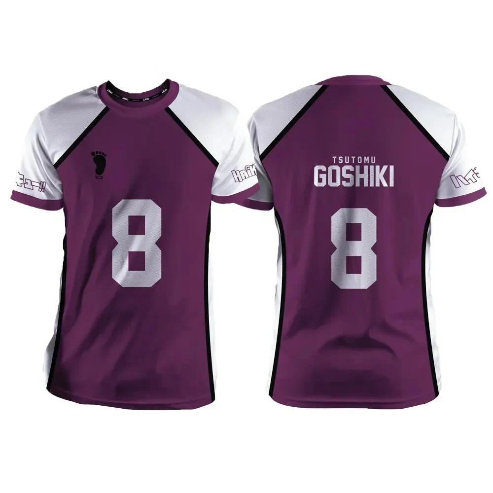 Haikyuu Shiratorizawa Purple Anime Cosplay Jersey T-Shirt Unisex Summer Short Sleeve Children Fashion Women Men Cartoon Tee Tops