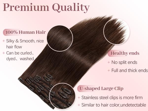 [ Kookastyle ]Straight Real Human Hair Clip in Hair Extensions,18 Inch Dark Brown Hair Extensions Clip ins for Daily Use Soft Silky Straight Human Hair Extensions for Fashion Women(Dark Brown 7pcs 120g)