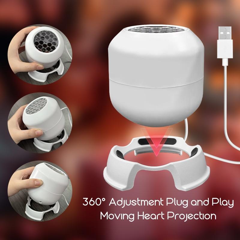 LED Heart Pattern Projection Lamp, Valentine's Day Ambient Ceiling Projector, USB-Powered Adjustable Dimmable Night Light