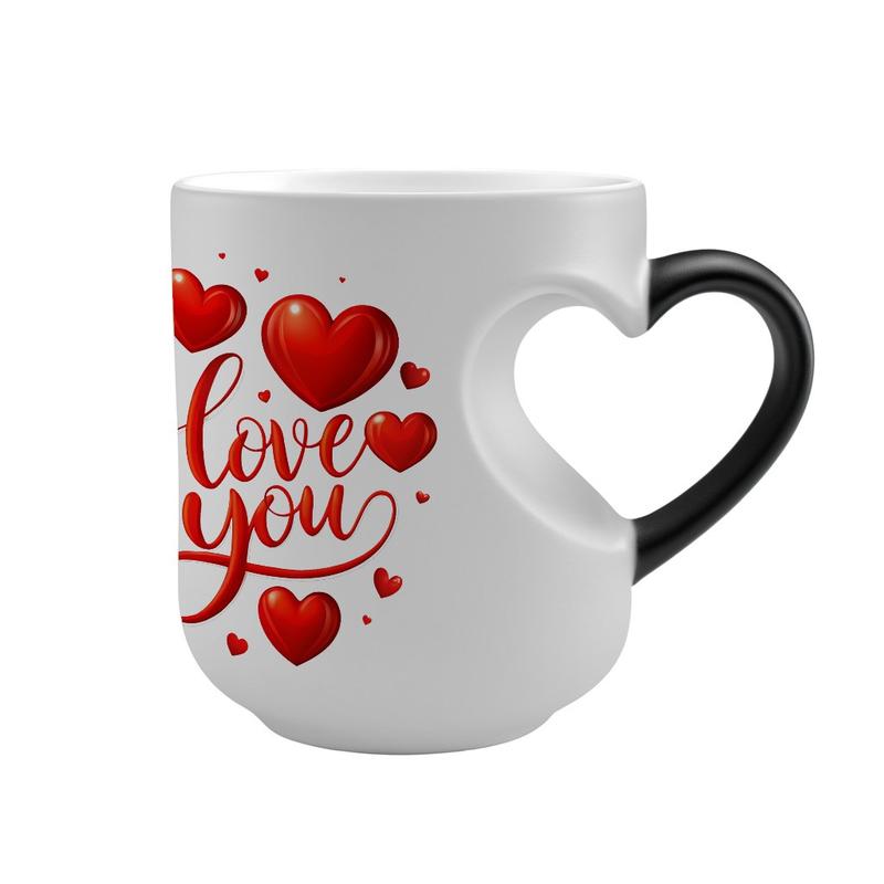 1pc Love you - Magical Color Changing Mug with Heart-Shaped Handle, 11oz Unique Heart Design, Red Heart Pattern, Heated Gradient Mug, Perfect Gift For Mother's Day, Valentine'S Day