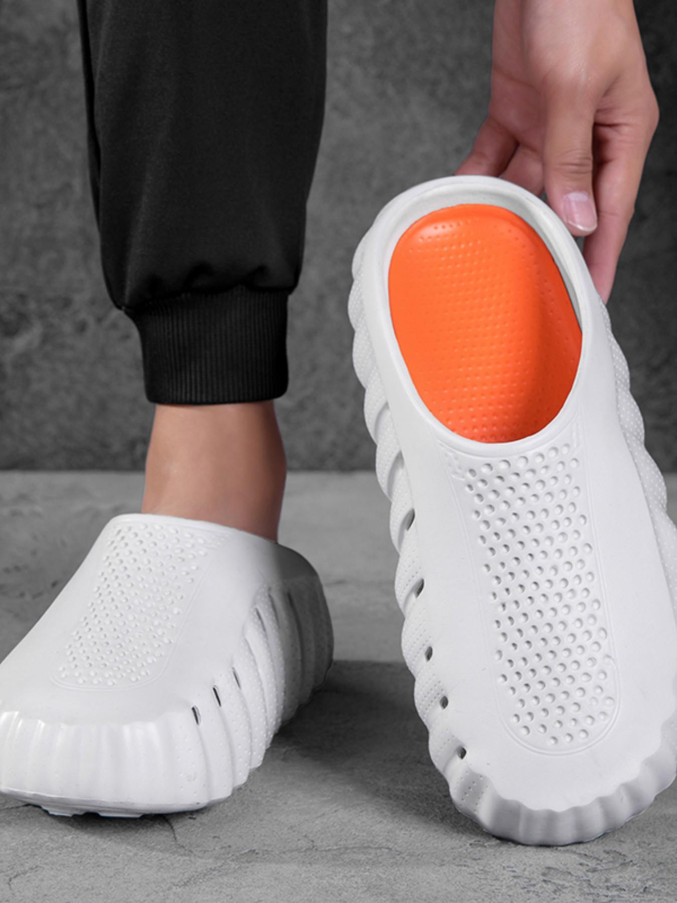 Trendy Holey Shoes with Massage Sole, Lightweight Outdoor Sandals, Thick Anti-Slip Bottom, Shock Absorption Particles, Comfortable Flip Flops