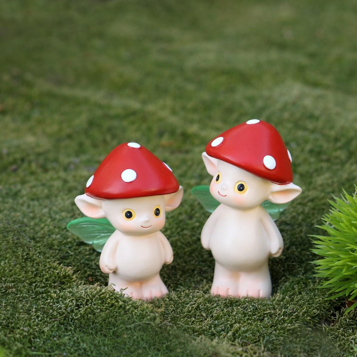 2pcs Mushroom Fairy Set, Hat Mushroom Figurines, Garden Decor, Camping Table Decor, Micro Landscape, Home Decoration, Holiday Gift