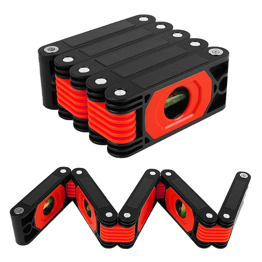 5 Section Folding Multi-Angle Measurement Pocket Portable Plastic Hardware Level Ruler with 45 90 180 Degree Bubbles, Ideal Woodworking tool for Carpenters, Home, 23.74 Inch