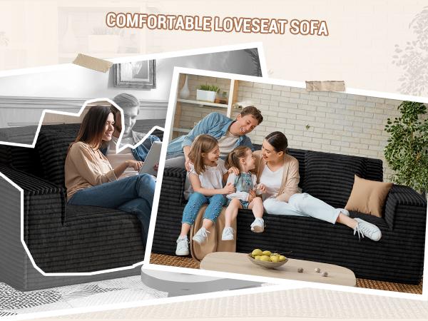 75'' Cloud Loveseat Sofa, No Assembly Required Comfy Deep Seat Couches 1 pcs for Living Room, Bedroom, Apartment